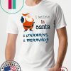 Believe In Santa Unicorn Mermaid Christmas For 2020 T-Shirt
