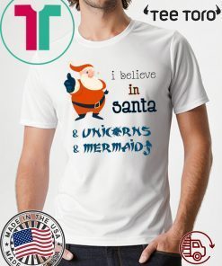 Believe In Santa Unicorn Mermaid Christmas For 2020 T-Shirt