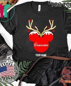 Custom Name Grandson Mickey Reindeer Family Christmas Shirt Nice Gift