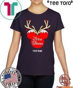 Custom Name Little Sister Mickey Reindeer Family Christmas 2020 T-Shirt
