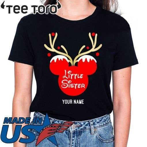Custom Name Little Sister Mickey Reindeer Family Christmas 2020 T-Shirt