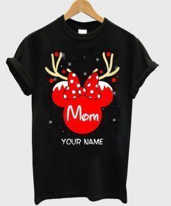 Custom Name Minnie Reindeer Mom Family Christmas Shirt Nice Gift
