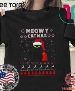 Meowy Christmas Ugly Crewneck Christmas Gift For Cat Lover 2020 T-Shirt