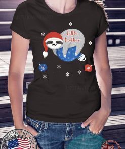 Little Brother Santa Sloth Lazy Family Christmas Shirt Funny Gift