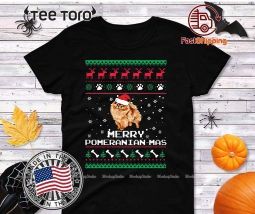 Merry Pomeranian Mas Christmas Tee Shirt