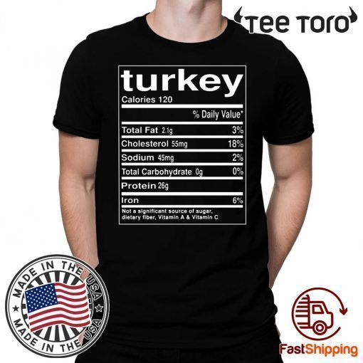 Turkey Nutrition Facts Thanksgiving Matching Shirts