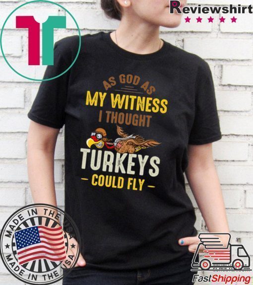 UrVog First Annual WKRP Turkey T-Shirt - Funny Turkey I Thought Turkeys Could Fly Shirt Thanksgiving Shirt