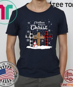 Christmas Begins With Christ Jesus Cross Snowman Xmas T Shirt