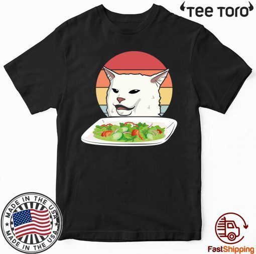 Confused Cat At Dinner Table Meme Funny Angry Women Yelling At Table Meme 2020 T-Shirt