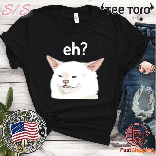 Eh? Confused Smudge Cat From Dank Meme Angry Woman Yelling At Cat Dinner Table Funny Meme Ugly Christmas Tee Shirt