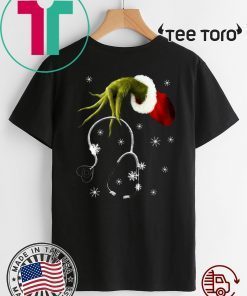 Grinch hand holding stethoscope Christmas Funny T-Shirt