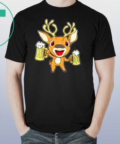 Happy Holidays Reindeer With Beer Christmas Party T-Shirt
