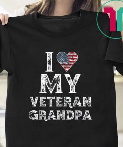 I Love My Veteran Grandpa Vintage Veteran's Day Tee Shirt