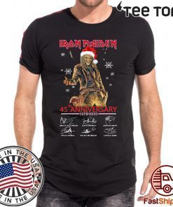Iron Maiden Santa 45th anniversary 1975 2020 signatures Christmas T-Shirts