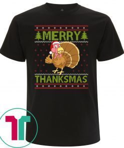 Merry Thanksmas Ugly Xmas Thanksgiving Turkey T-Shirts