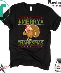 Merry Thanksmas Ugly Xmas Thanksgiving Turkey T-Shirts