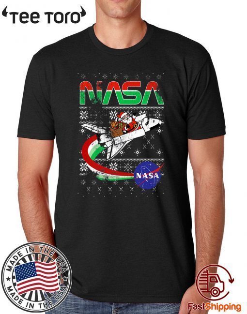 NASA Santa Rocket Ugly Xmas Tee Shirt