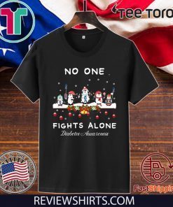 Penguins No One Fights Alone Diabetes Awareness Ugly Christmas Gift T-Shirt