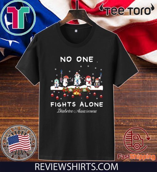 Penguins No One Fights Alone Diabetes Awareness Ugly Christmas Gift T-Shirt