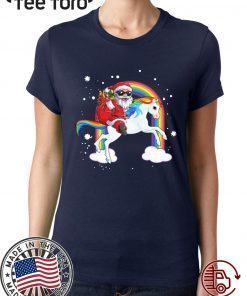 Santa Claus Riding Unicorn Christmas For Gift T-Shirt