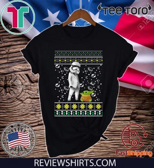 Star Wars Stormtrooper And Baby Yoda Ugly Xmas Funny T-Shirt