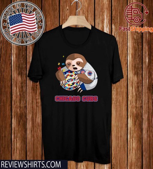 Baby Sloth Hug Chicago Cubs Autism T Shirt