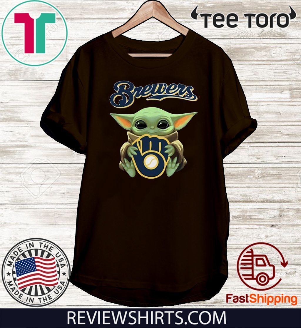 Baby Yoda Hug Milwaukee Brewers Tee Shirt