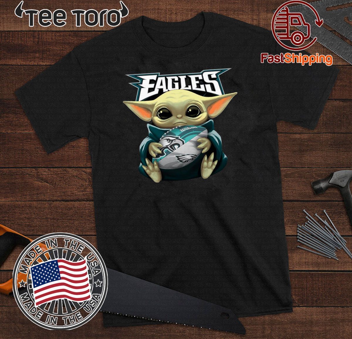 Baby Yoda Hug Philadelphia Eagles Limited Edition T-Shirt
