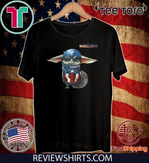 Offcial Baby Yoda The Mandalorian Captain American T-Shirt