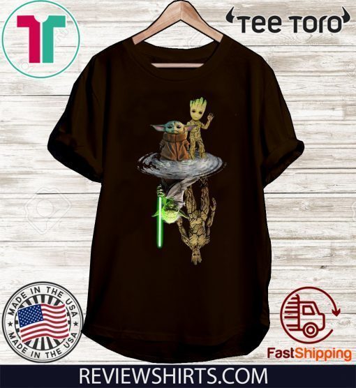 Baby Yoda and Baby Groot Water Reflection Master Yoda and Groot Shirts