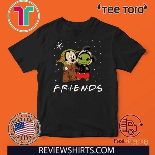 Baby Yoda and Mickey Mouse Friends snow Xmas Funny T-Shirt