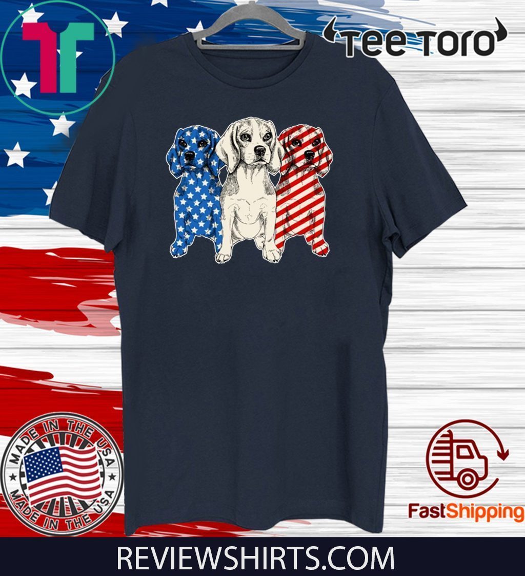 Beagle Dog Flag T-shirt Gift On 4th July T-Shirt