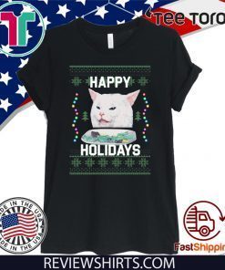 Happy Holidays Cat Woman Yelling At Cat Christmas 2020 T-Shirt