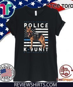 Premium American Flag German Shepherd K-9 Unit Police Thin Blue Line Offcial T-Shirt