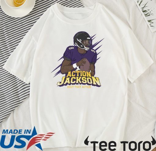 ACTION JACKSON BOUT THAT ACTION LAMAR JACKSON T-SHIRT