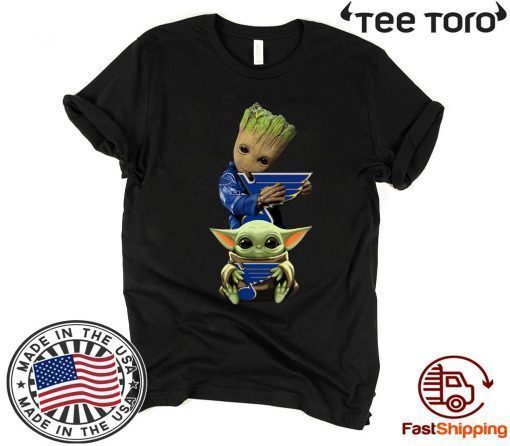 Baby Yoda and Baby Groot hug St. Louis Blues Offcial T-Shirt