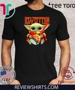 Baby Yoda hug Led Zeppelin guitar Official T-Shirt
