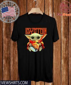 Baby Yoda hug Led Zeppelin guitar Official T-Shirt