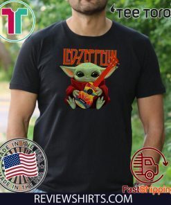 Baby Yoda hug Led-Zeppelin guitar Shirt T-Shirt