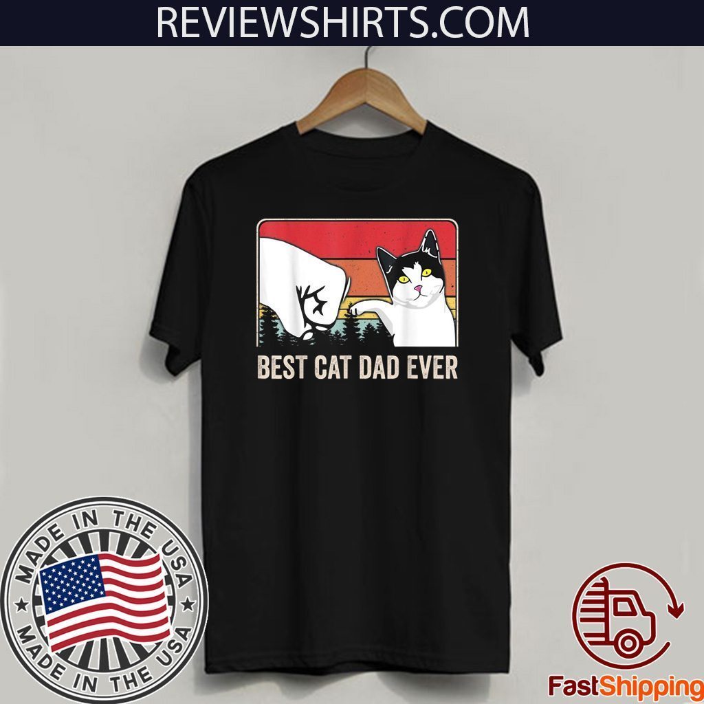 Best Cat Dad Ever Bump Fit Retro 2020 T-Shirt