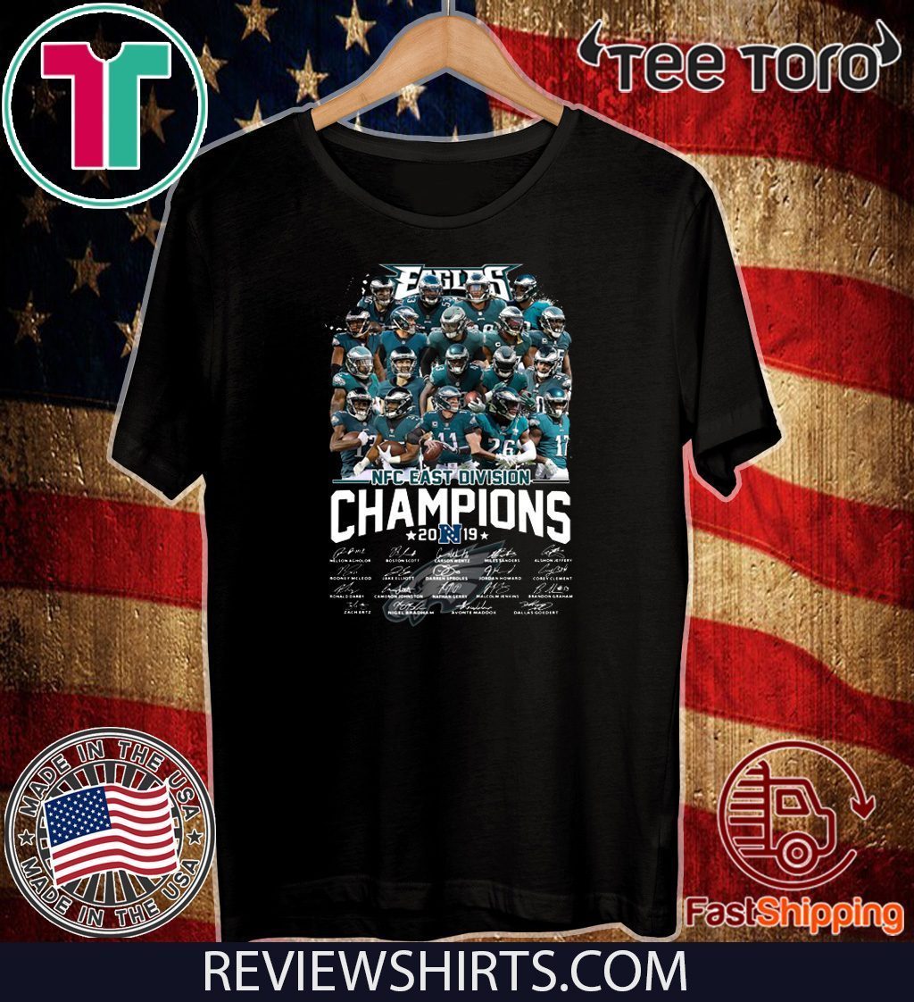 Official Philadelphia Eagles NFC east division Champions 2019 signatures  shirt