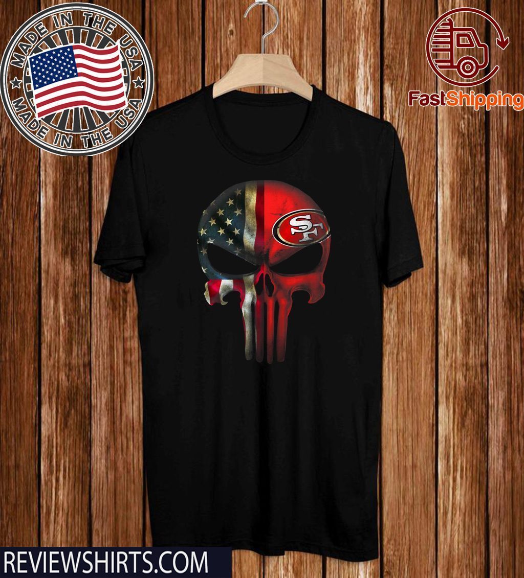 San Francisco 49ers Skull Punisher American Flag 2020 T-Shirt