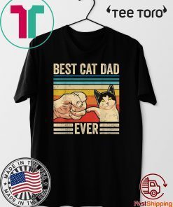 Vintage Best Cat Dad Ever Bump Fit Shirt Fathers Day Retro Tee Shirt