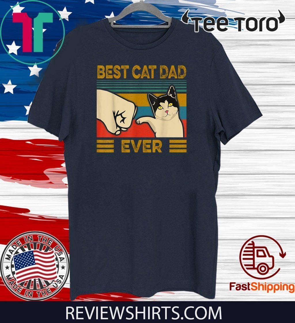 Vintage Best Cat Dad Ever Bump Fit 2020 T-Shirt