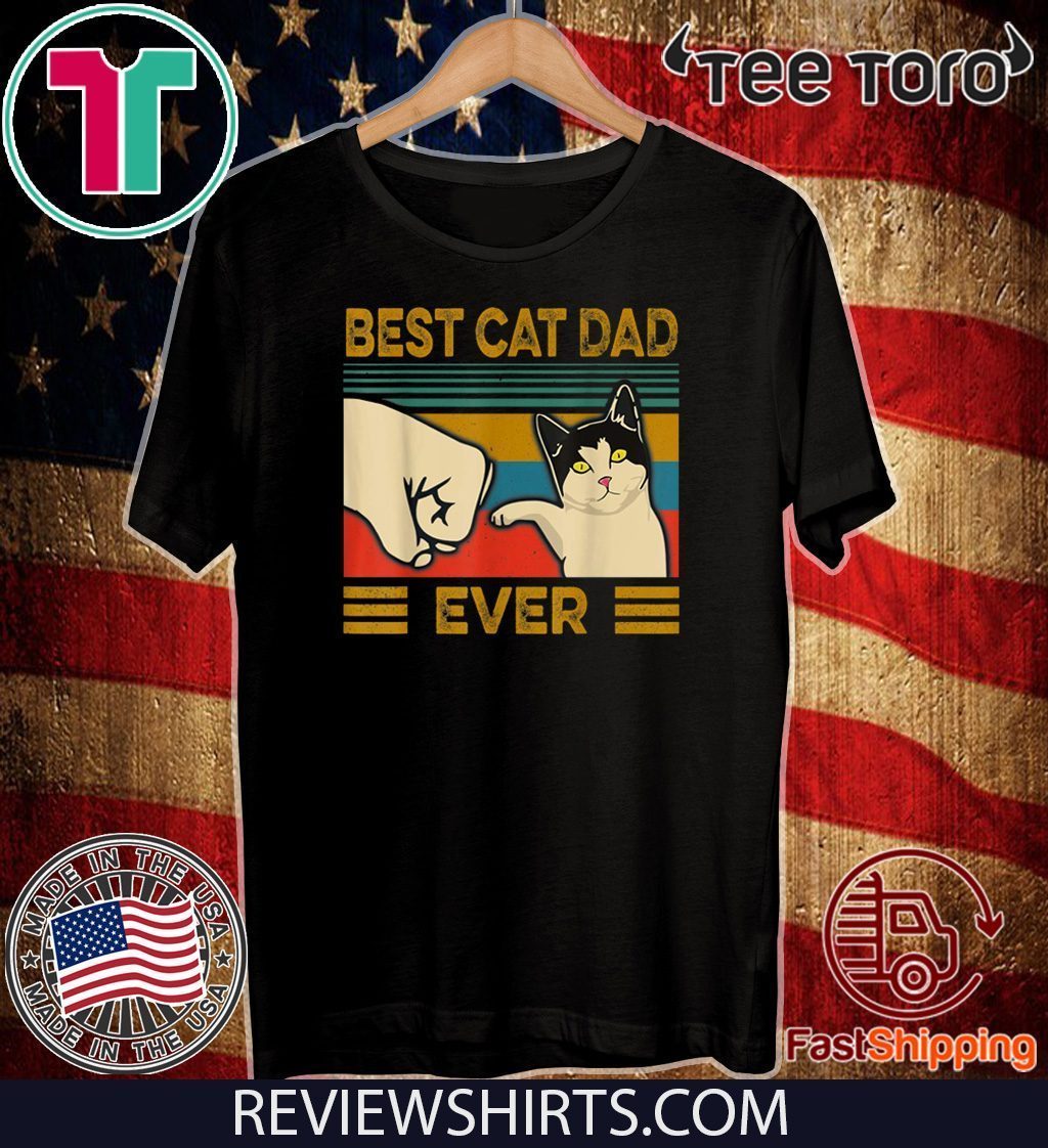 Vintage Best Cat Dad Ever Bump Fit 2020 T-Shirt