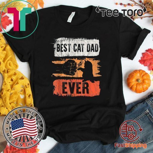 Vintage Best Cat Dad Ever Bump Fit Gift Fathers day Apparel 2020 T-Shirt