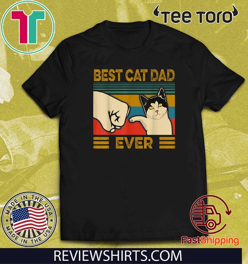 Vintage Best Cat Dad Ever Bump Fit Retro T-Shirt