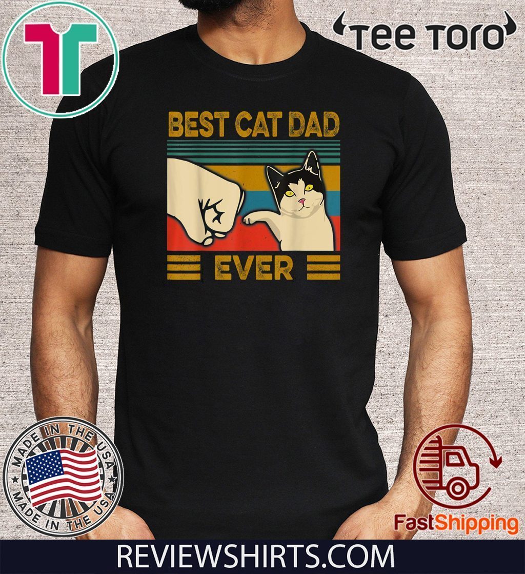 Vintage Best Cat Dad Ever Bump Fit Retro T-Shirt