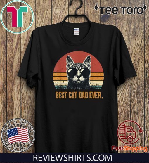 Vintage Best Cat Dad Ever Cat Lover Fathers Day Retro T-Shirt