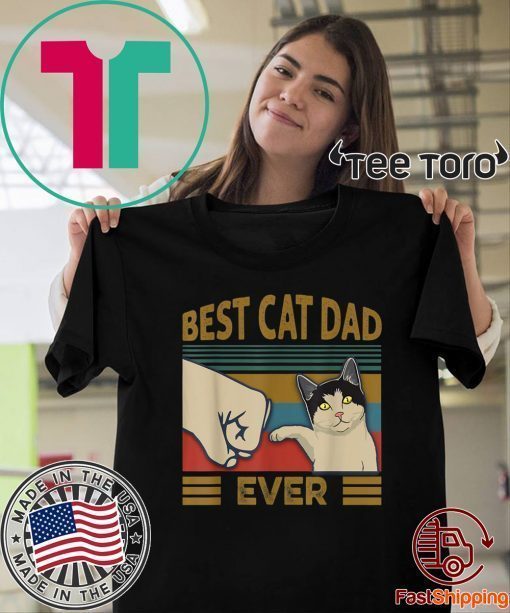 Vintage Retro Best Cat Dad Ever Bump Fist 2020 T-Shirt